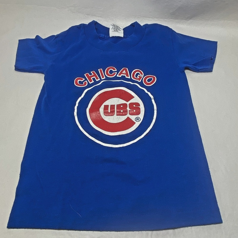 VTG Kids Chicago Cubs Single Stitch T‎ Shirt Small Sunburst Sportswear Baseball
